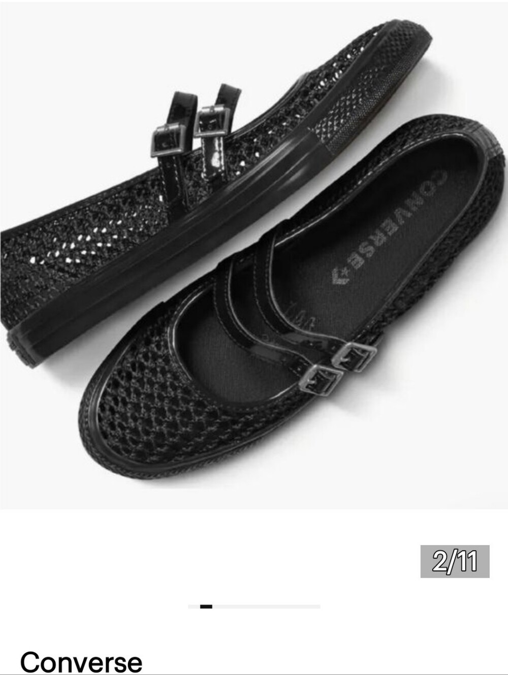 Converse Black Double-Strap Woven Mary Jane Flats SZ 10